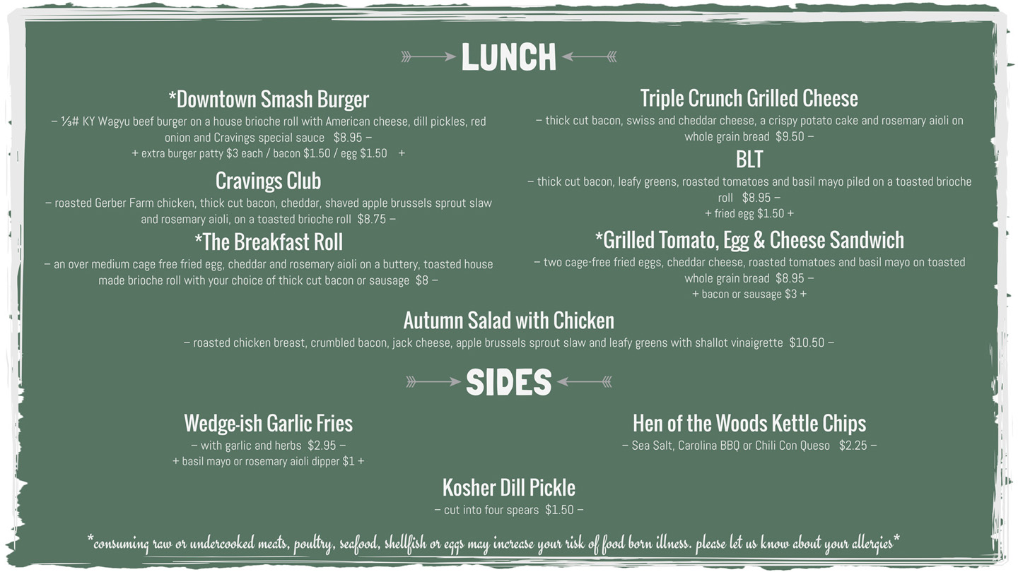 Menus | Cravings Cafe
